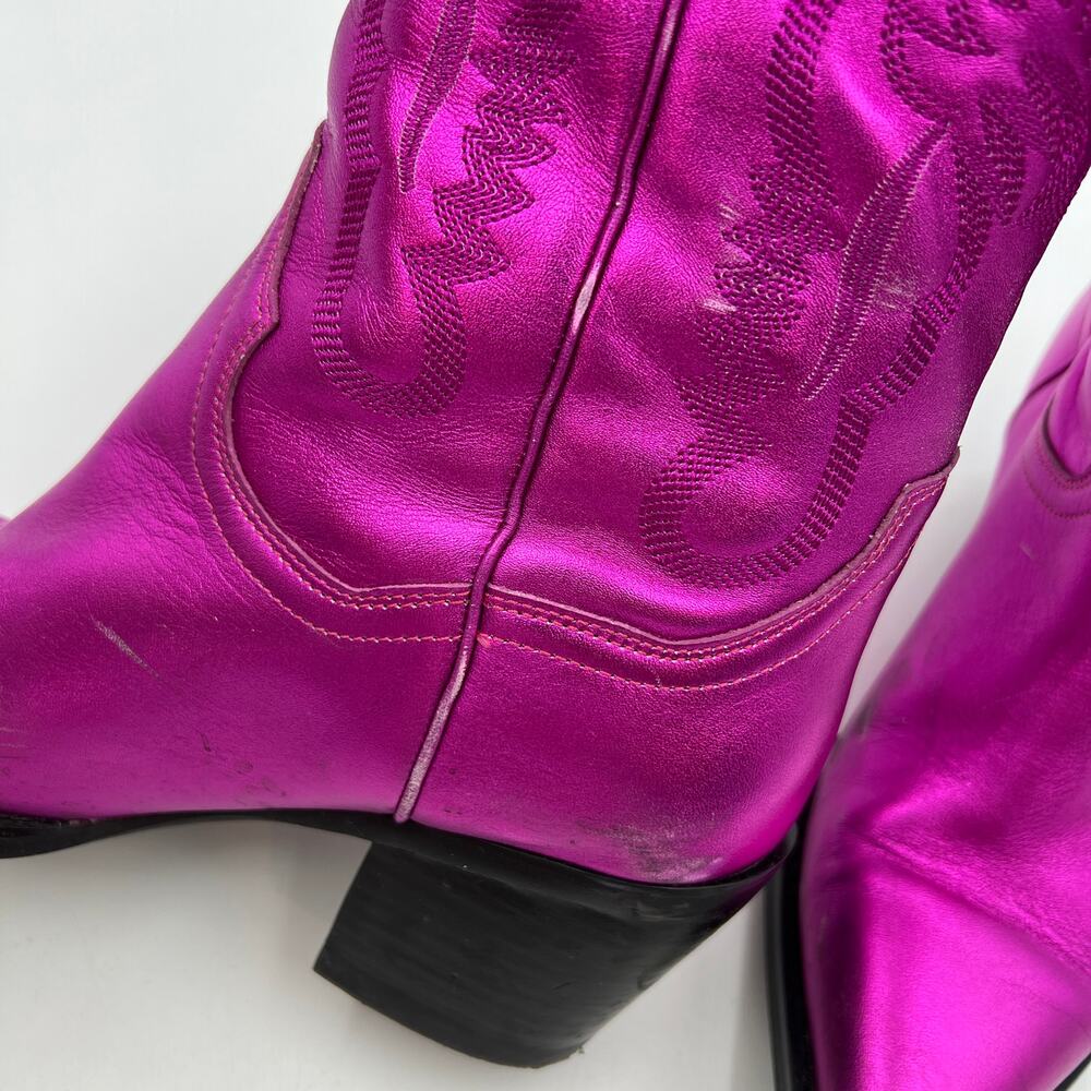 Jeffery Campbell Dagget Western Boot In Fuchsia Metallic Leather - Picture 6 of 14